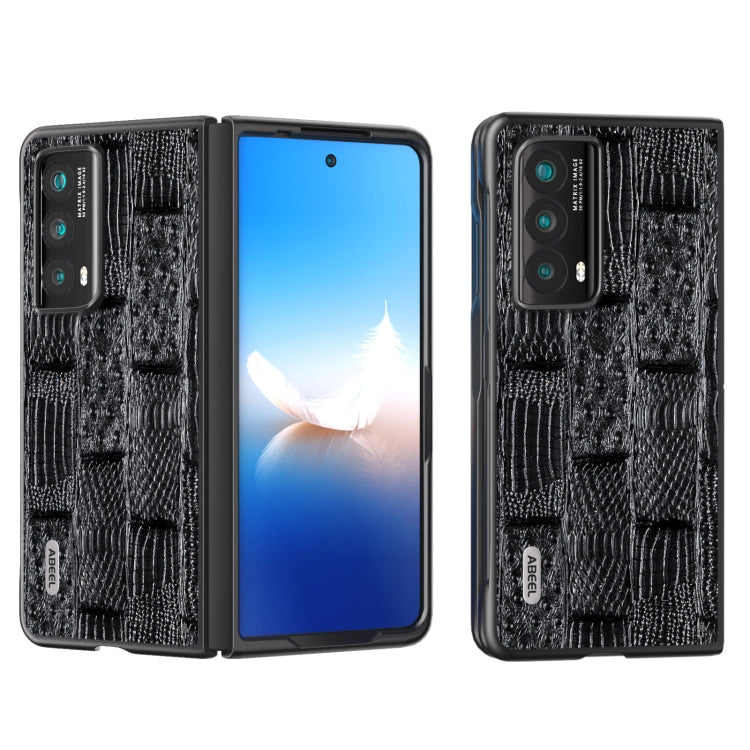 For Honor Magic VS2 ABEEL Genuine Leather case featuring a Mahjong pattern and black edges, designed for durability and style.